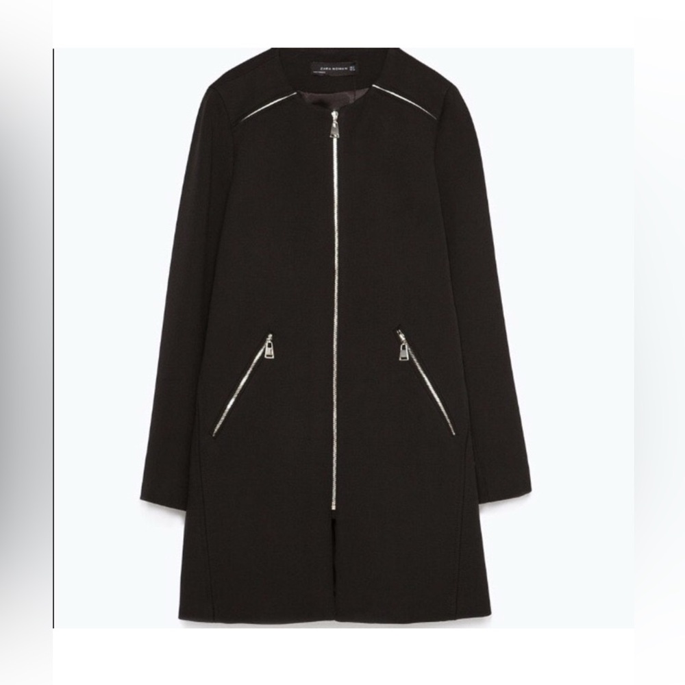 Zara ZIP UP Coat with Gold Zippers. GENEROUS XS.